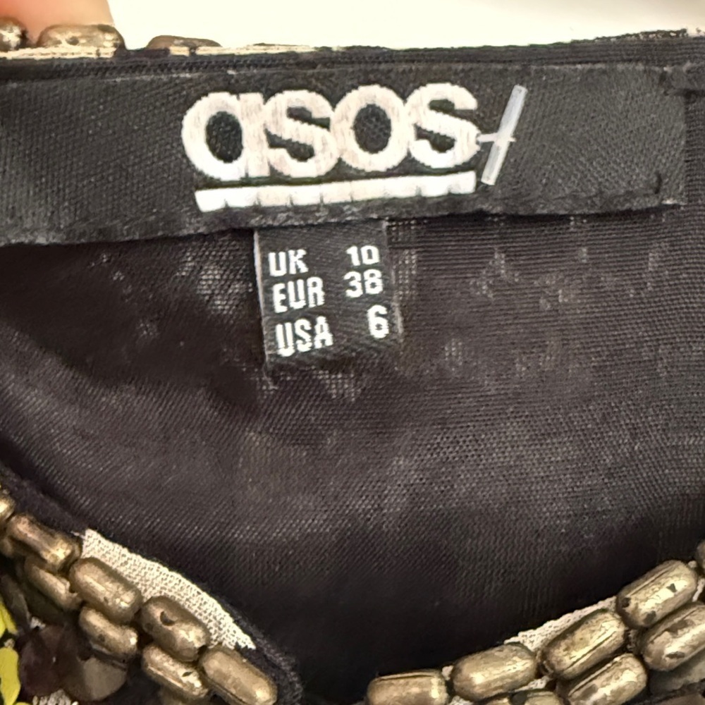 ASOS Beaded Sequin Jacket Neon Festival Boho Statement Layer Top Sz 6 - Picture 7 of 8